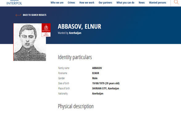 İnterpol Elnur Abbasovu axtarışa verdi