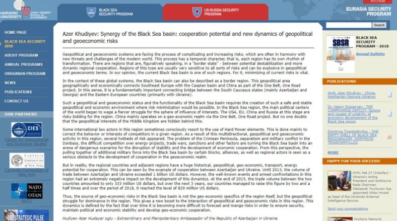 Harvard Universitetinin rəsmi saytında səfir Azər Xudiyevin Azərbaycanla bağlı önəmli məqaləsi dərc edilib