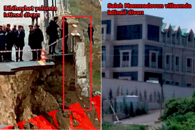 Saleh Məmmədovun villası və sürüşən yoldakı istinad divarlarının fərqi – FOTOLAR