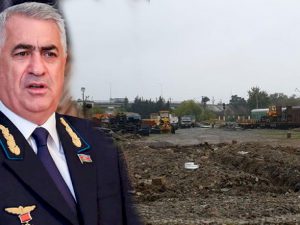 Cavid Qurbanov dəmiryol xəttinin üstündə obyekt tikdirir -VİDEO