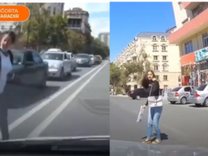 Bakıda canından bezən qadın piyadalar qəzadan son anda qurtuldu – VİDEO