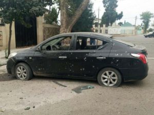 Tərtərə atılan top mərmisi mülki maşına ziyan vurdu