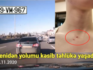 Bakıda xanım sürücünün yolunu kəsib uşağını boğan şəxsə 20 sutka verildi – VİDEO