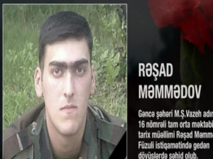 Füzulidə şəhid olan tarix müəllimi