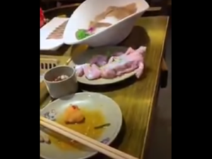 Toyuğun döş əti boşqabdan QAÇDI – ŞOK VİDEO