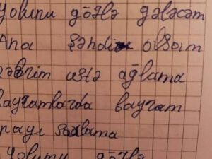 “ Ana şəhid olsam  qəbrim üstə ağlama  bayramlarda bayram payı saxlama“- Şəhid Gündüzün anasına yazdığı məktub