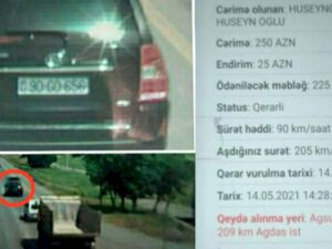 DYP-dən daha bir özbaşınqlıq: “Sürücü 205 sürətlə radara “düşdü”, 250 manat cərimə olundu” – FOTO