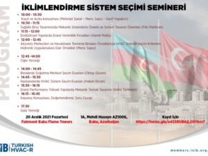 İqlimləndirmə Sənayesi İxracatçıları Birliyindən Azərbaycan Mühəndisləri üçün Seminar keçiriləcək